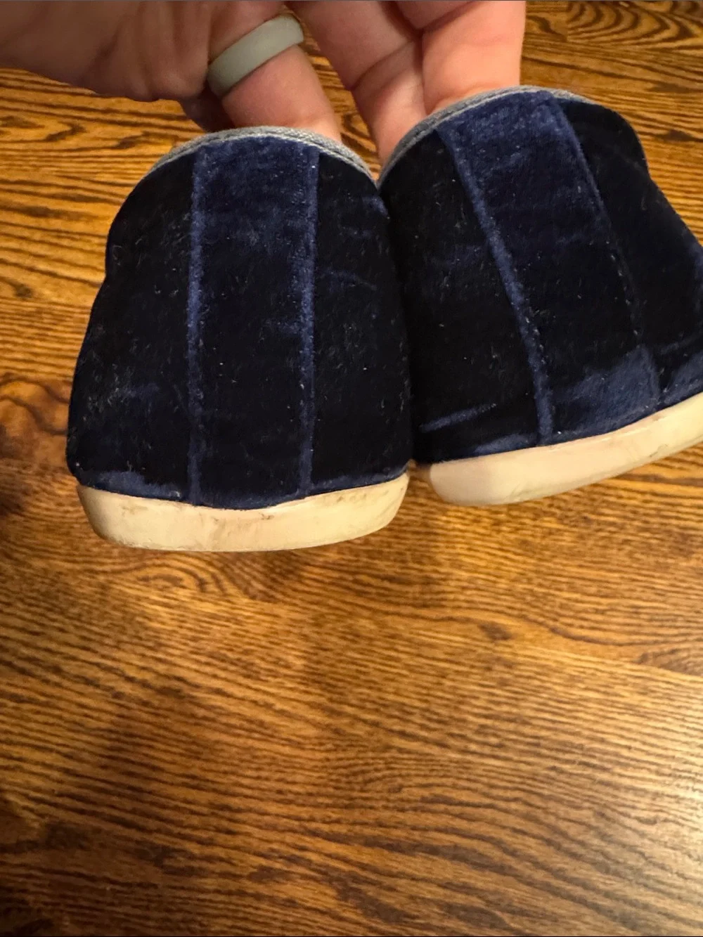 Aldo navy velour slip on flats. Size 12.